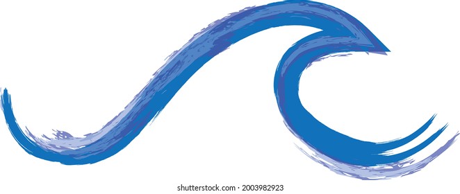 Blue abstract wave . Grunge logo element. Surfing icon . Brush stroke . Vector illustration. 