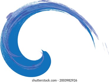 Ola abstracta azul. Elemento de logotipo de Grunge. Icono de surf . Toco de pincel. Ilustración vectorial. 