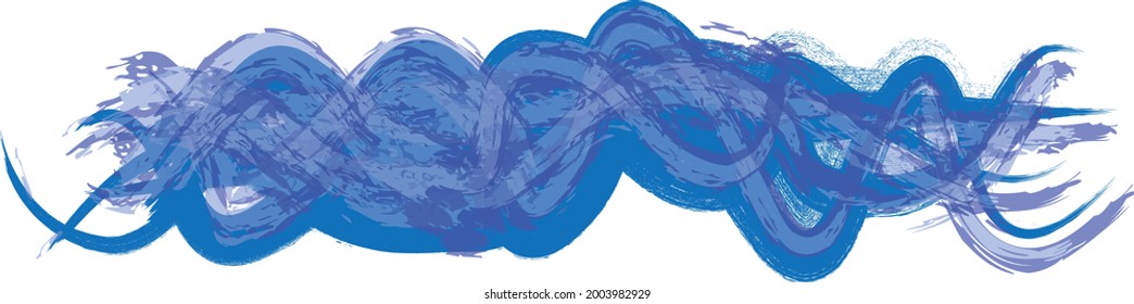 Ola abstracta azul. Elemento de logotipo de Grunge. Icono de surf . Toco de pincel. Ilustración vectorial. 