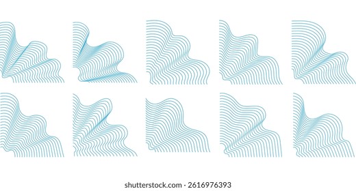 Blue Abstract Wave Line Corner