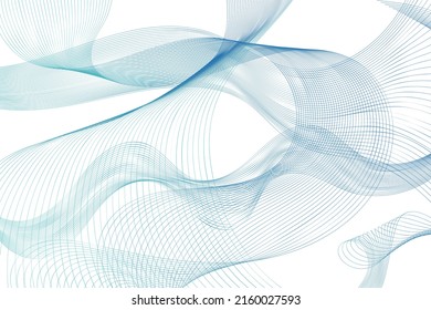 Blue abstract wave lines flowing on a white background ideal for technology, music, science and the digital world