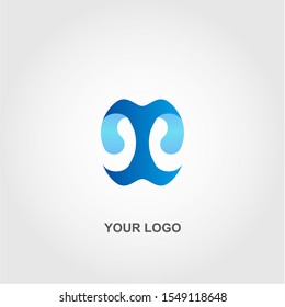 blue abstract wave logo vector template