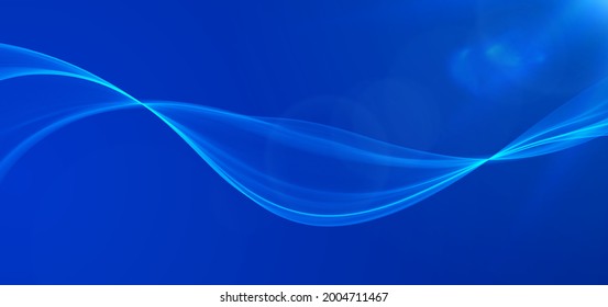 Blue abstract wave. Magic line design. Flow curve motion element. Neon gradient wavy illiustration.