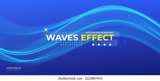 Blue abstract wave. Magic line design. Flow curve motion element. Neon gradient wavy illiustration.