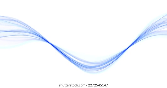 Blue abstract wave. Magic line design. Flow curve motion element. Neon gradient wavy illiustration.