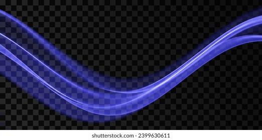 Blue abstract wave. Magic line design. Flow curve motion element. Neon gradient wavy illiustration.