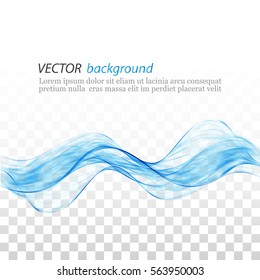 Blue abstract wave on a transparent background.Vector illustration.