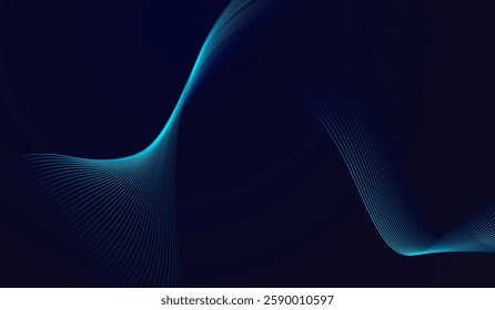 A blue abstract wave pattern made of glowing lines with dark background, Modern purple blue gradient flowing wave lines. Futuristic technology Futuristic technology concept. Vector illustration