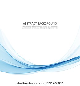 Blue abstract wave. Smoke wave vector background.