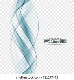 Blue abstract wave smoke.Transparent vector design element