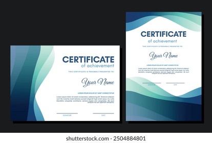 blue abstract wave style business certificate
