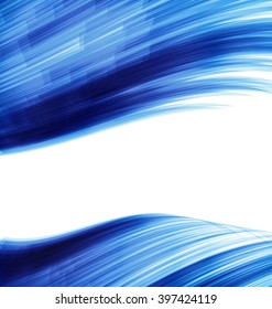 Blue abstract wave techno background frame space for text - vector