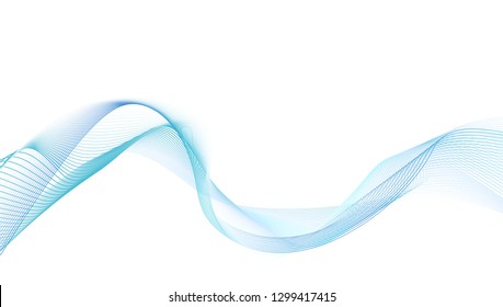 blue abstract wave thin curved lines graphic for design