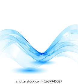 
Blue abstract wave vector background with shadow. Design element for brochure, banner, poster, web design.