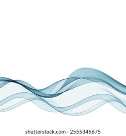 Blue abstract wave. Vector curves. Eps 10