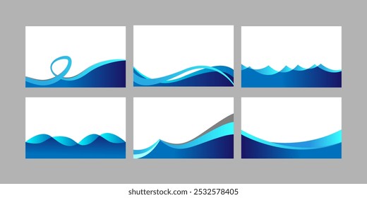 Blue abstract waves background, header and footer waves design 