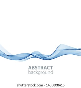 Blue abstract waves background, waved lines for brochure, website, flyer design. Transparent lines