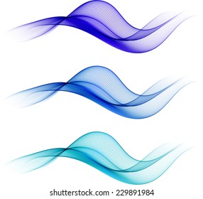 Blue abstract waves isolated on white