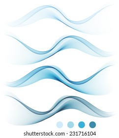 Blue abstract waves isolated on white