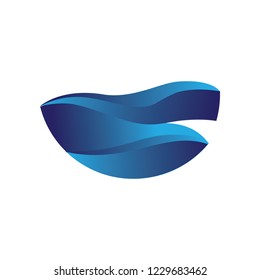 blue abstract waves, logo icon
