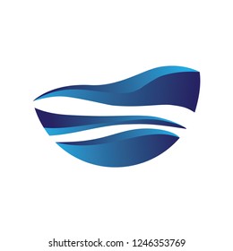 blue abstract waves, logo icon