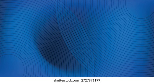 Ondas Abstractas azules: Fondo digital moderno con círculos curvos y textura degradada