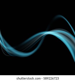 Blue abstract waves on a black background.Abstract technology background