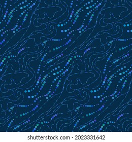blue abstract waves vector stained glass style seamless art line pattern