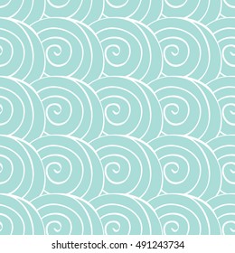 Blue abstract waves. Water waves seamless pattern. Vector illustration