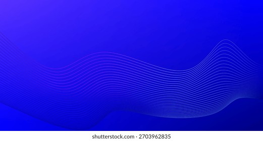 Blue Abstract Waves With White Curved Lines For Modern Design Projects