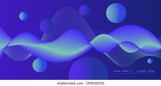 Blue abstract wavy background for banner, flyer, book cover, poster. Dynamic effect. Vector illustration. Design template.