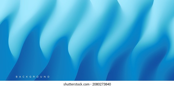 Blue abstract wavy background for banner, flyer and poster. Dynamic effect. Vector illustration. Cover design template. Can be used for advertising, marketing or presentation.