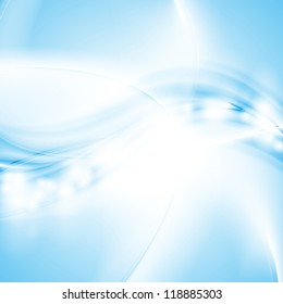 Blue abstract wavy background. Vector template eps 10