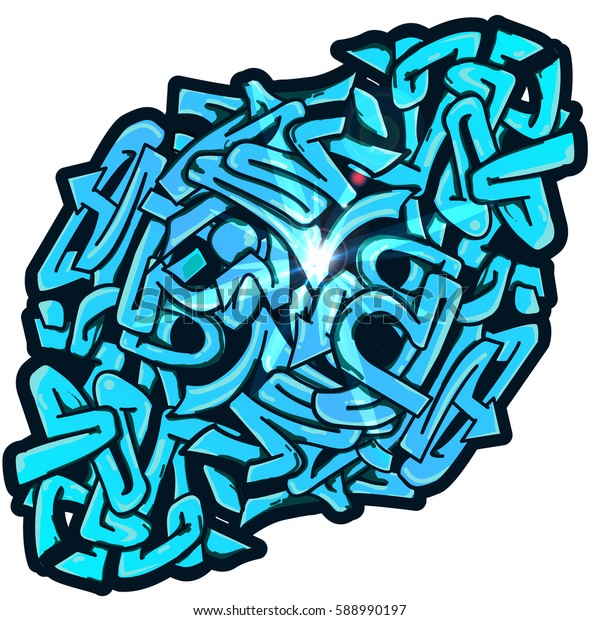 Blue Abstract Wild Style Graffiti Piece Stock Vector (Royalty Free ...