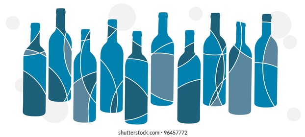 Blue abstract wine bottle background