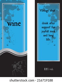 blue abstract wine label. vector illustration