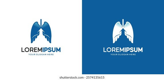 Blue abstract wings lungs logo design vector illustration