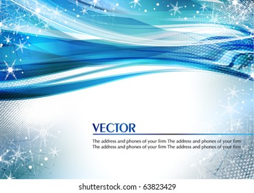 Blue abstract winter card. Vector