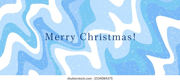 Blauer abstrakter winterlicher wellenförmiger Hintergrund für Einladung, Flyer, Banner und Poster. Weihnachtsvektorgrafik mit Schnee. Schneebedeckter Hintergrund mit Wellen und Wirbelmuster. Schneefall. Blizzard. Feiertag.