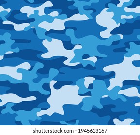 Blue abstraction camouflage, repeat print. Fashionable print.
