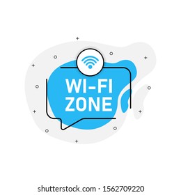Blue abstraction isolated sticker wi fi zone. Vector illustration.