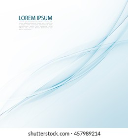 Blue abstraction smooth twist light lines vector background.