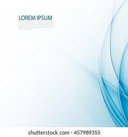 Blue abstraction smooth twist light lines vector background.