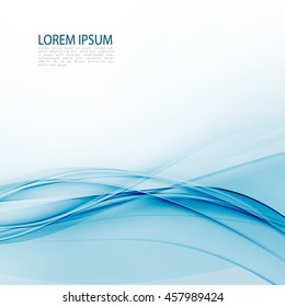 Fondo vectorial de líneas de luz de giro liso y abstracción azul.