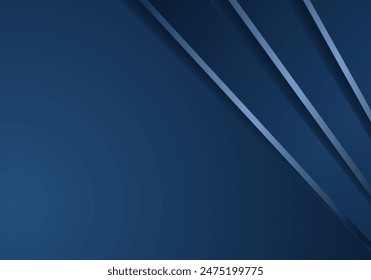 Blue abstracts background with layers and white gold lines. Luxury style graphic elements. Space for your text. Vector illustration