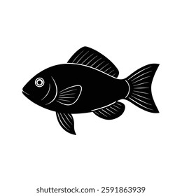 Blue Acara Silhouette Vector Art and Blue Acara Fish Black Illustration Design