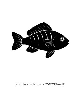 Blue Acara Silhouette Vector Art and Blue Acara Fish Black Illustration Design