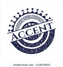 Blue Accent distressed rubber stamp with grunge texture
