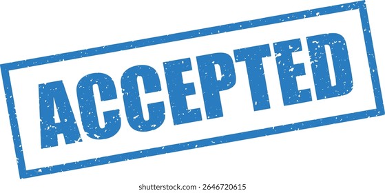 Blue Accepted Rubber Stamp Word Text Written in Grunge Vector in Sharp Border, Vintage, Transparent Background