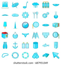 Blue accessories icons set. Cartoon style of 36 blue accessories vector icons for web isolated on white background